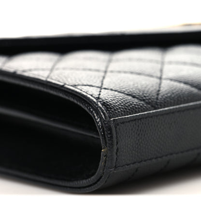 Saint Laurent Grain De Poudre Mixed Matelasse Triquilt Monogram Chain Wallet Black 9 of 10