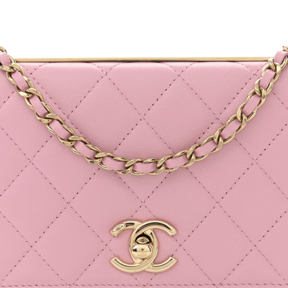 Chanel Lambskin Quilted Trendy CC Wallet On Chain WOC Pink 9 of 12