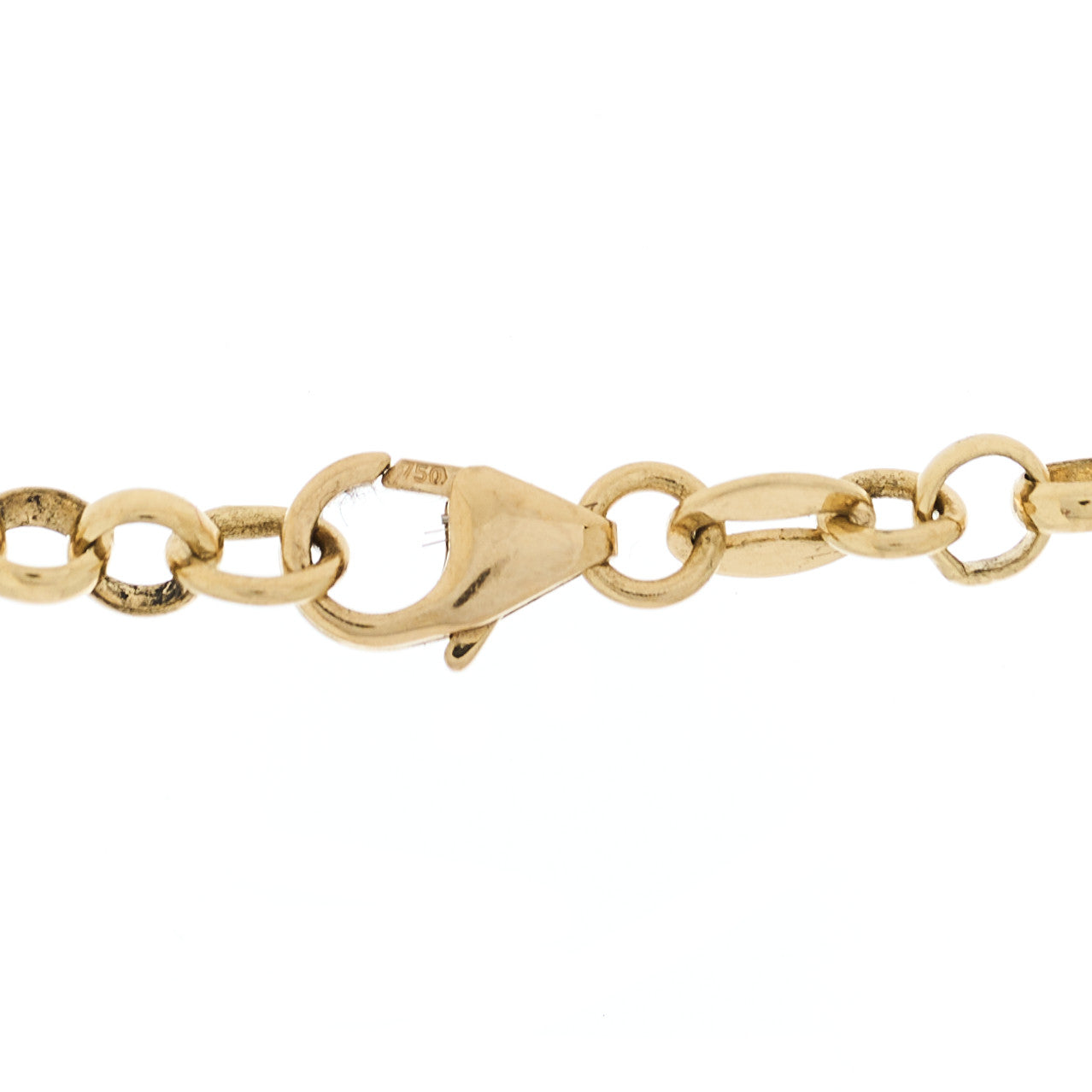 18K Yellow Gold Diamond Enamel Strength Karma Dream Belcher Open Chain Mini Chubby Annex Link Necklace