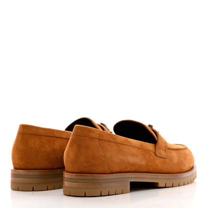 Hermes Suede Goatskin Womens Faubourg Loafers 37.5 Naturel 4 of 9