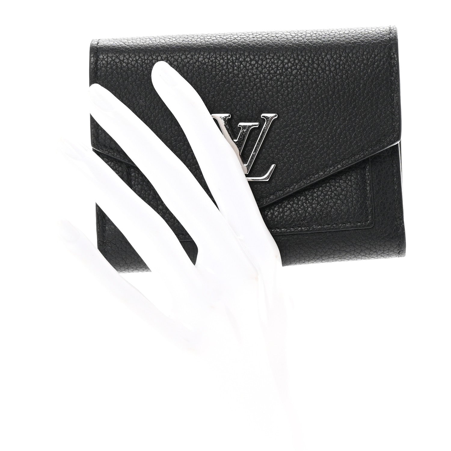 Louis Vuitton Soft Calfskin My Lockme Compact Wallet Black 2 of 7