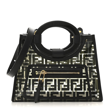 Fendi TPU FF Vitello Century Plexiglass Small Runaway Shopper Tote Black 1 of 11