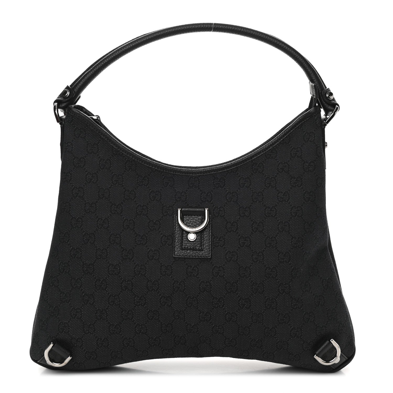 Gucci Denim Monogram Abbey D Ring Hobo Black 1 of 10