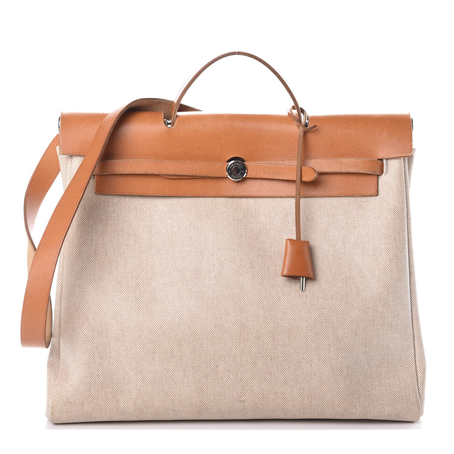 Hermes Toile Vache Calfskin Herbag 39 MM Natural 1 of 10