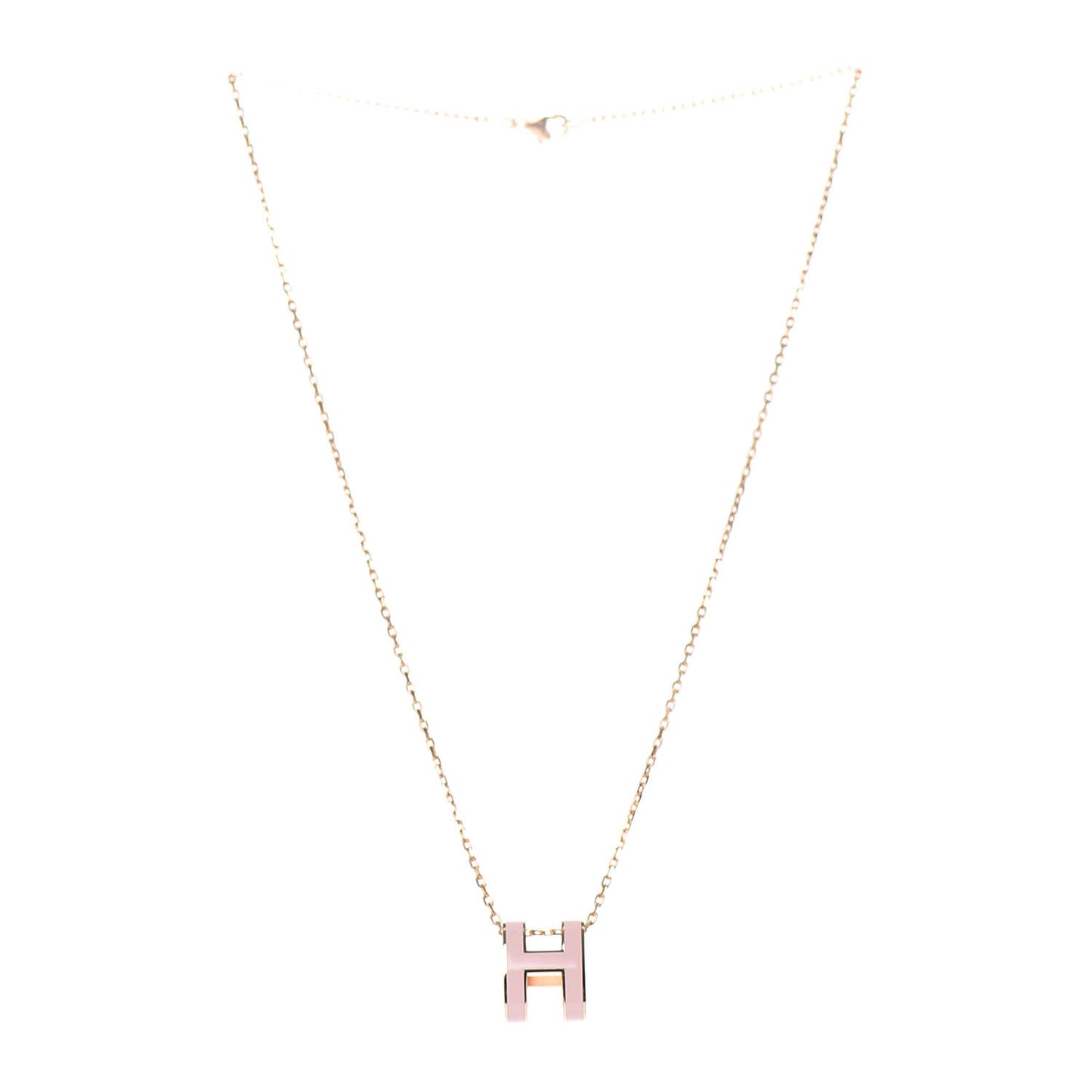 Lacquered Rose Gold Pop H Pendant Necklace Rose Dragee