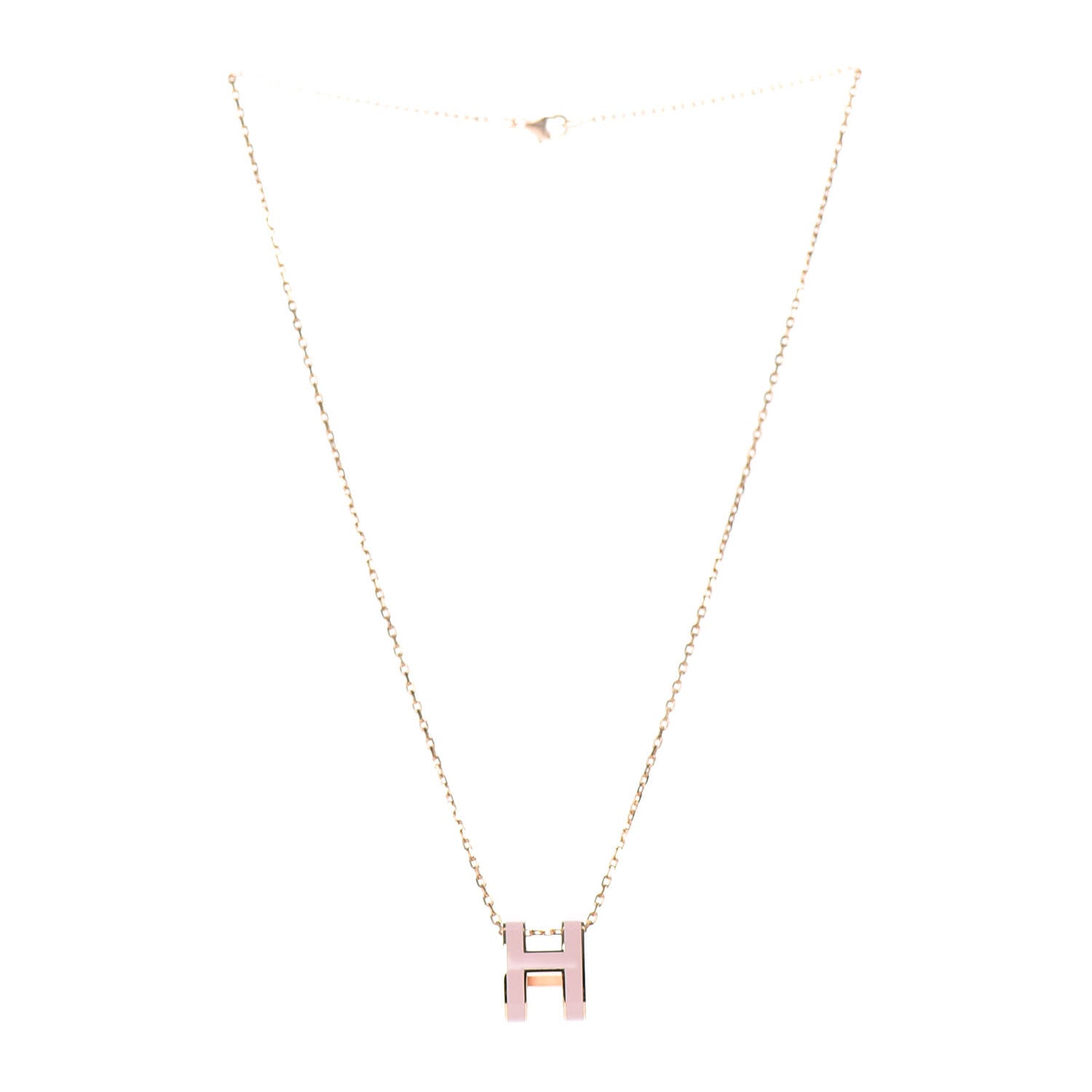 Hermes Lacquered Rose Gold Pop H Pendant Necklace Rose Dragee 3 of 6