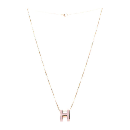 Hermes Lacquered Rose Gold Pop H Pendant Necklace Rose Dragee 3 of 6