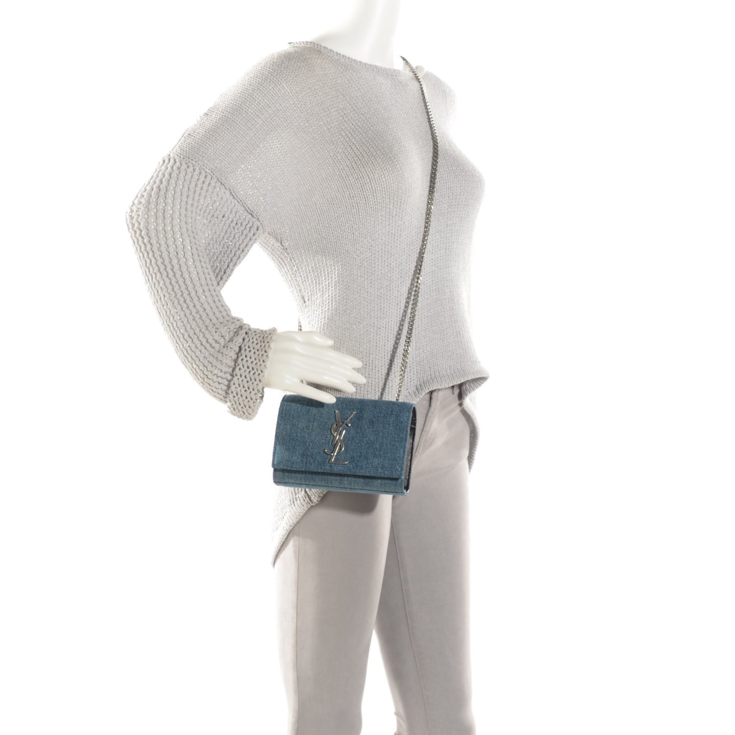 Denim Small Classic Monogram Satchel Blue