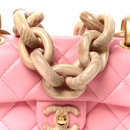 Chanel Lambskin Wenge Quilted Mini Fashion Wood Square Flap Pink 9 of 11