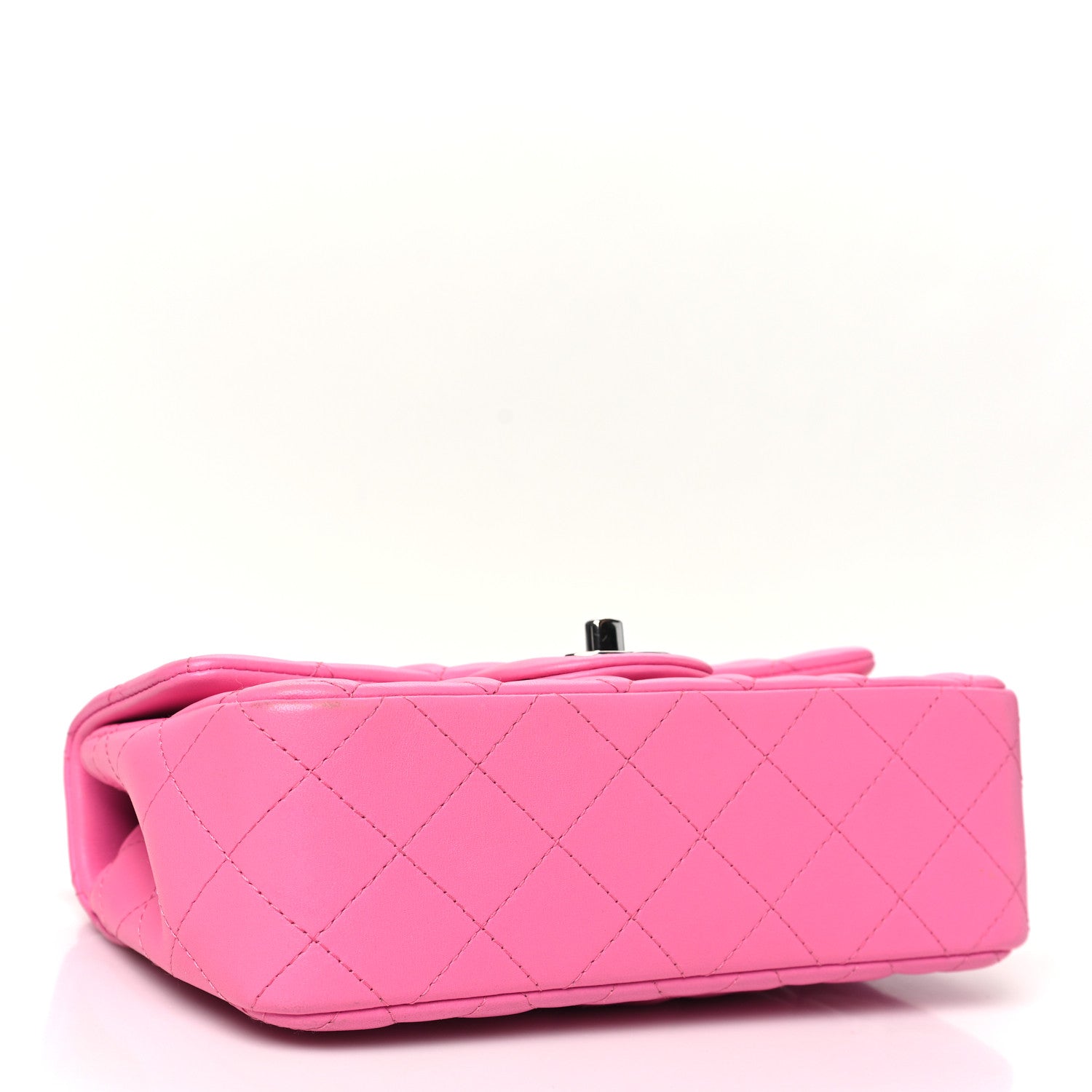 Chanel Lambskin Quilted Mini Rectangular Flap Neon Pink 4 of 13