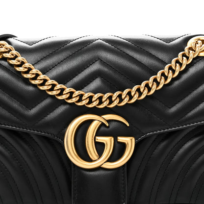 Gucci Calfskin Matelasse Small GG Marmont Shoulder Bag Black 8 of 10