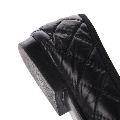 Chanel Aged Calfskin Quilted CC Cap Toe Ballerina Flats 37.5 Black 14 of 14