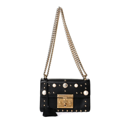 Gucci Calfskin Studded Small Padlock Shoulder Bag Black 1 of 7