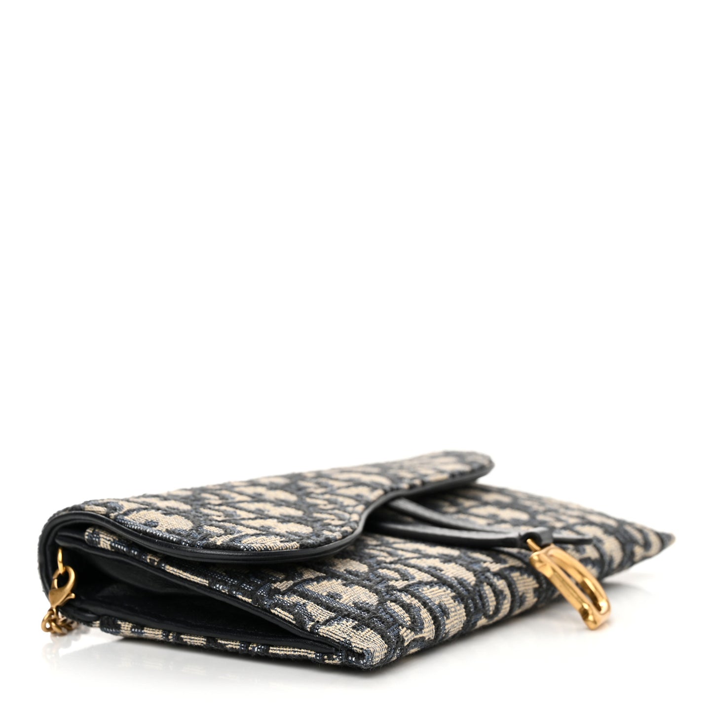 Oblique Saddle Chain Long Wallet Blue
