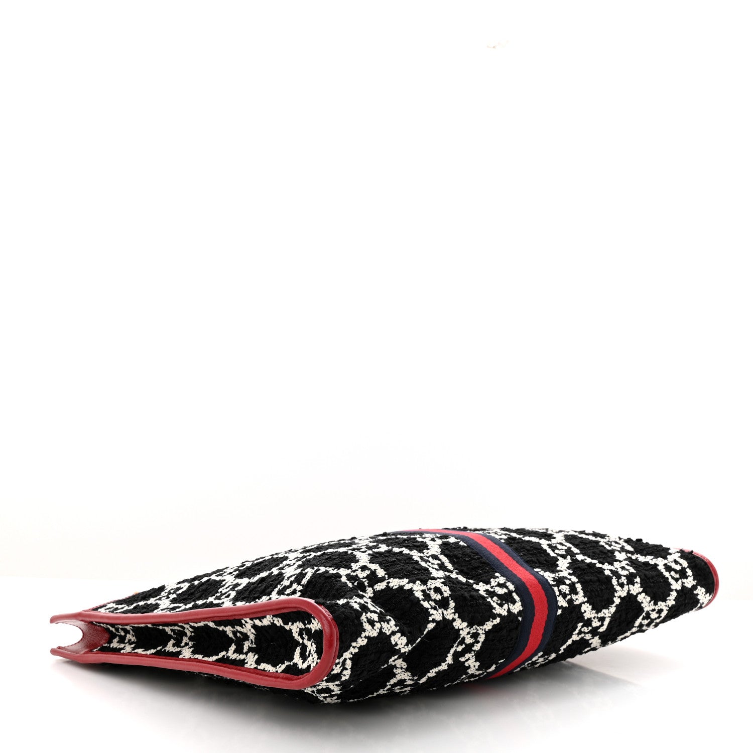 Gucci Tweed GG Monogram Large Rajah Chain Tote Romantic Cherry Black White 4 of 10