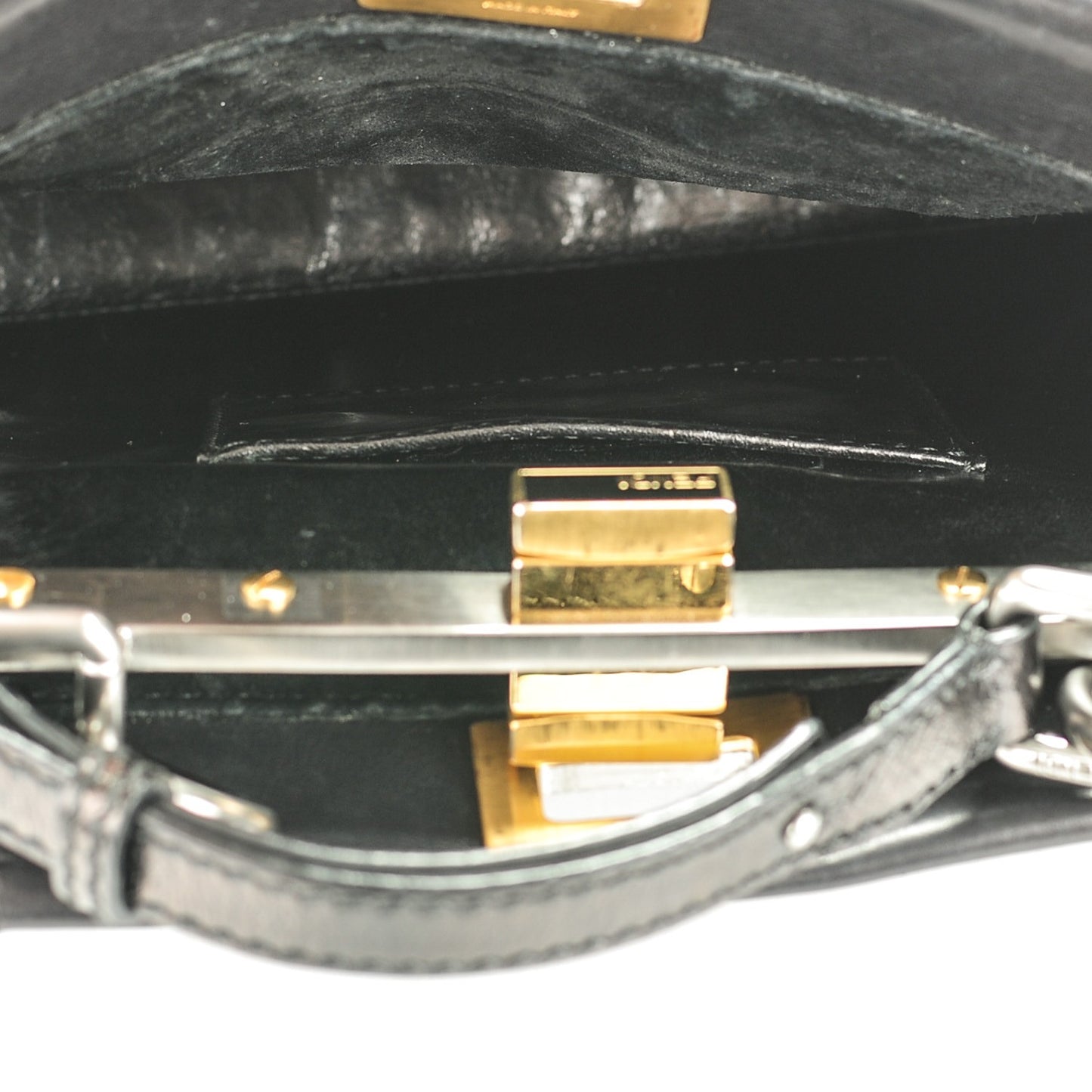 Vitello Saddle Mini Peekaboo Iconic Satchel Black