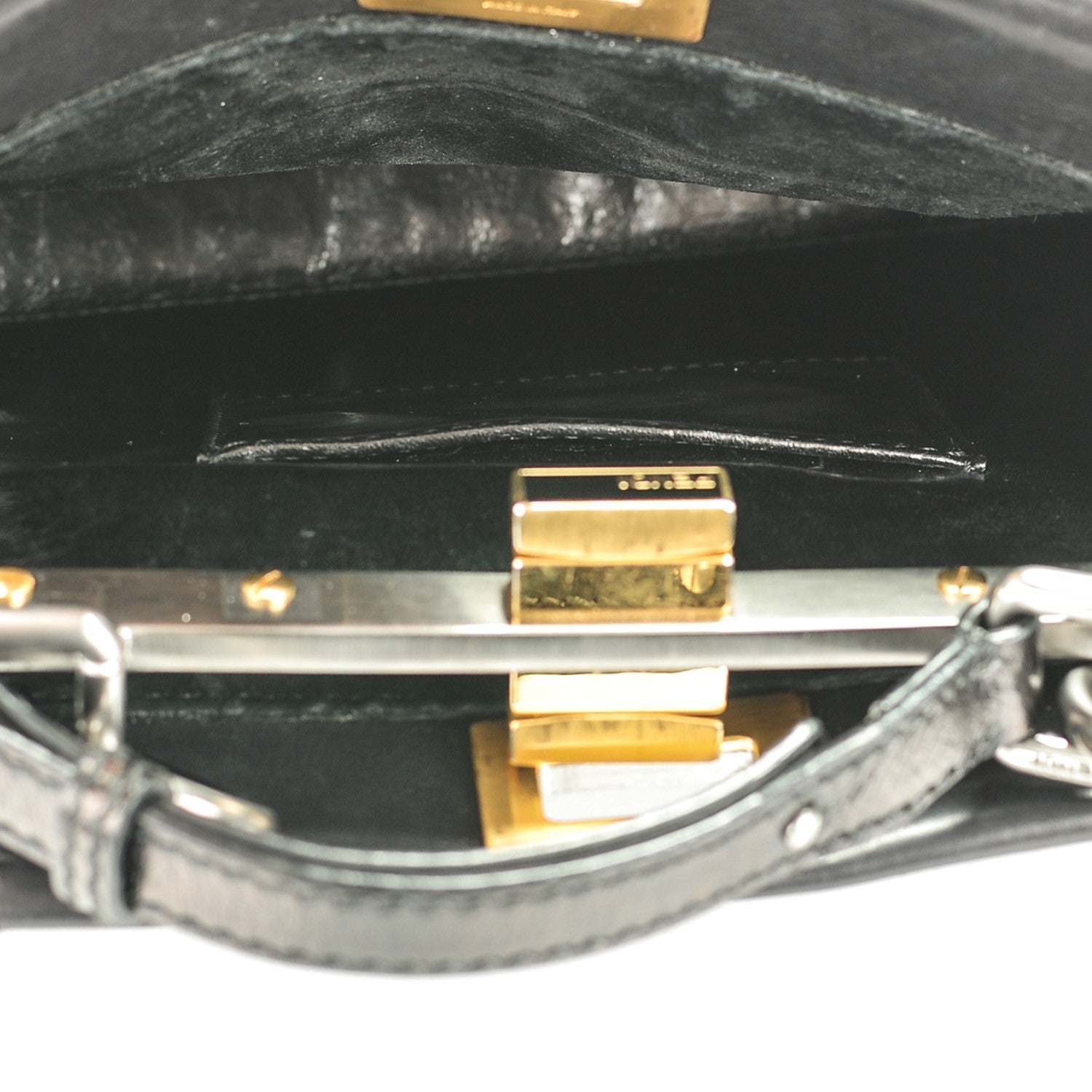 Fendi Vitello Saddle Mini Peekaboo Iconic Satchel Black 5 of 6