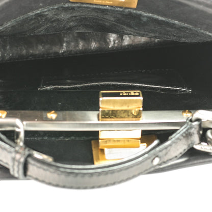 Fendi Vitello Saddle Mini Peekaboo Iconic Satchel Black 5 of 6