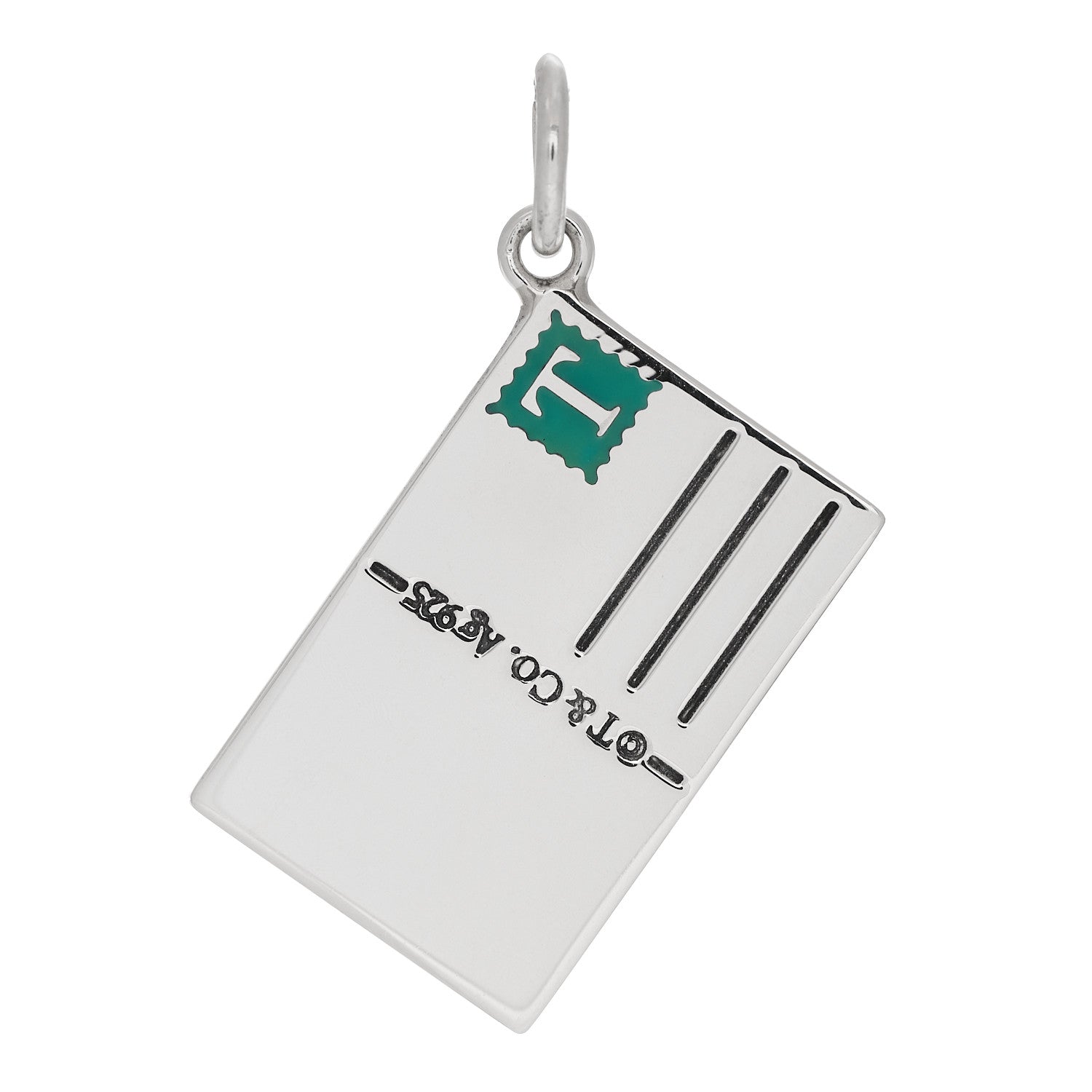 Tiffany Sterling Silver Enamel Rome Postcard Charm Blue 3 of 5