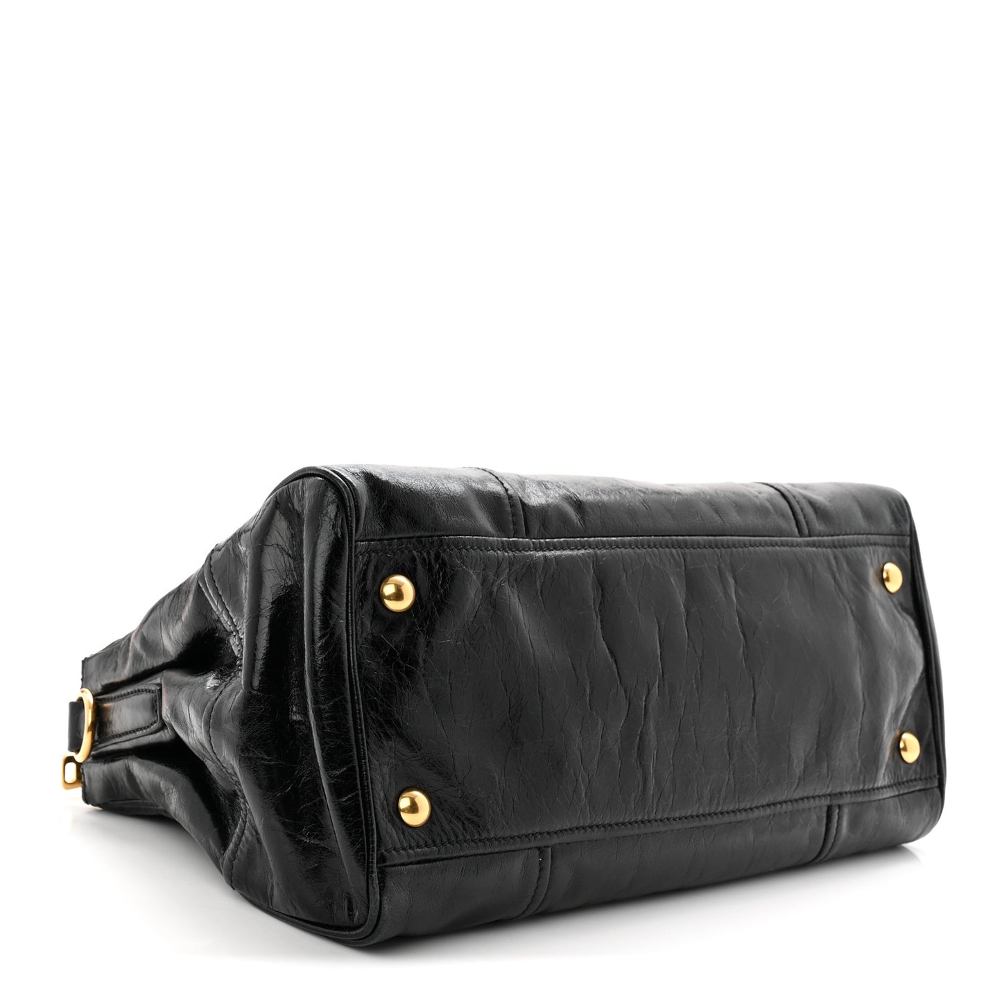 Vitello Shine Top Handle Satchel Black