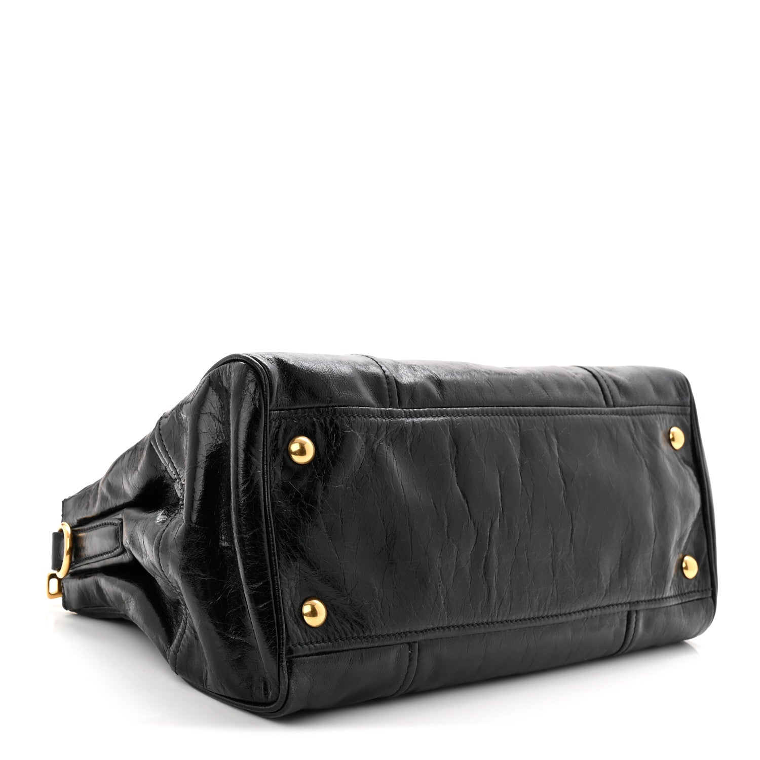 Miu Miu Vitello Shine Top Handle Satchel Black 3 of 8