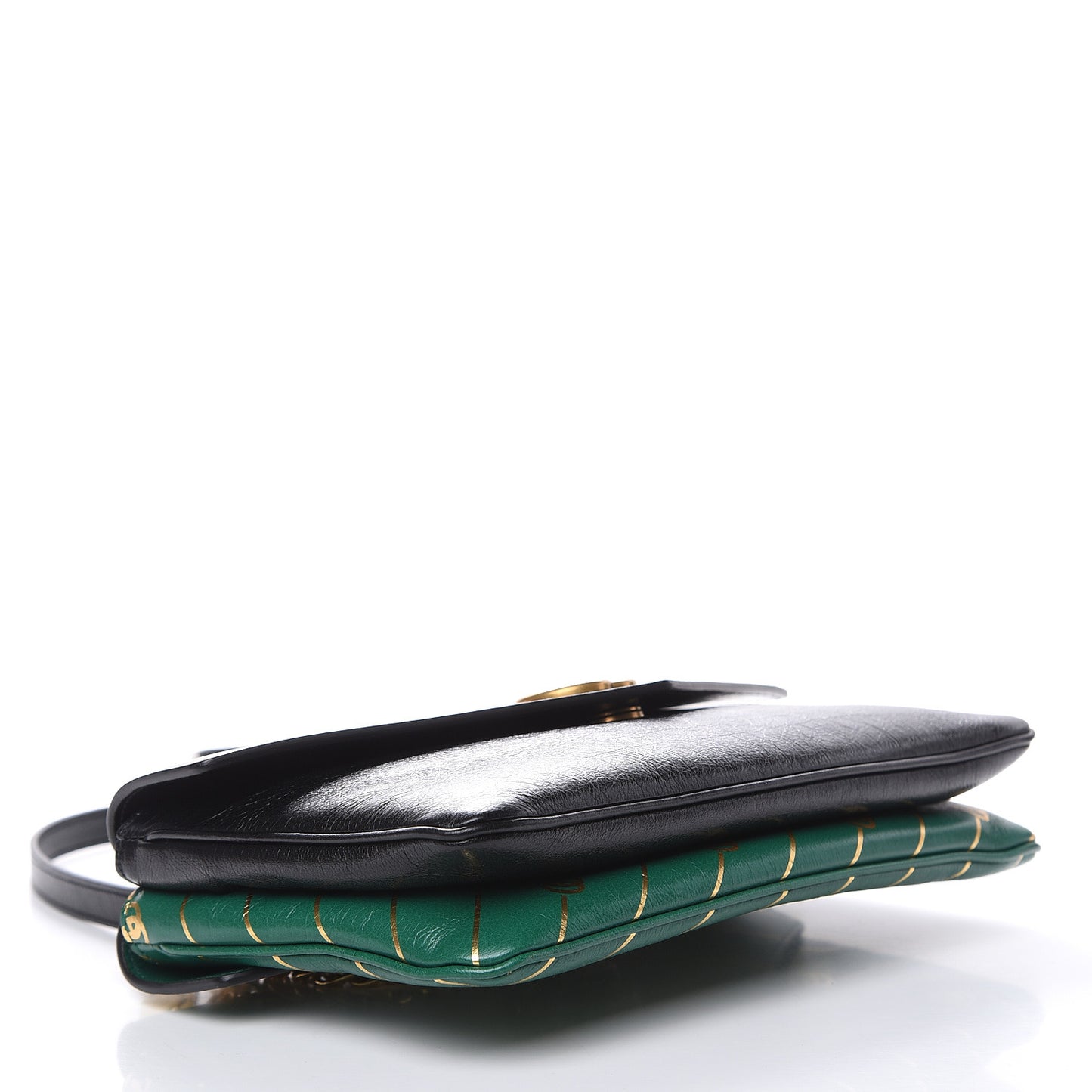 Calfskin Diagonal GG Medium Thiara Double Envelope Shoulder Bag Emerald Green Black