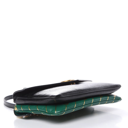 Gucci Calfskin Diagonal GG Medium Thiara Double Envelope Shoulder Bag Emerald Green Black 4 of 11