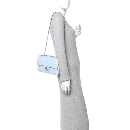 Chanel Iridescent Calfskin Quilted Medium Double Flap Light Blue 2 of 11