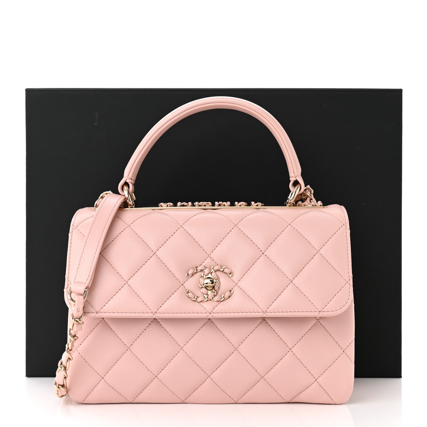 Chanel Lambskin Quilted Small Trendy Chain CC Flap Dual Handle Bag Light Pink 11 of 11
