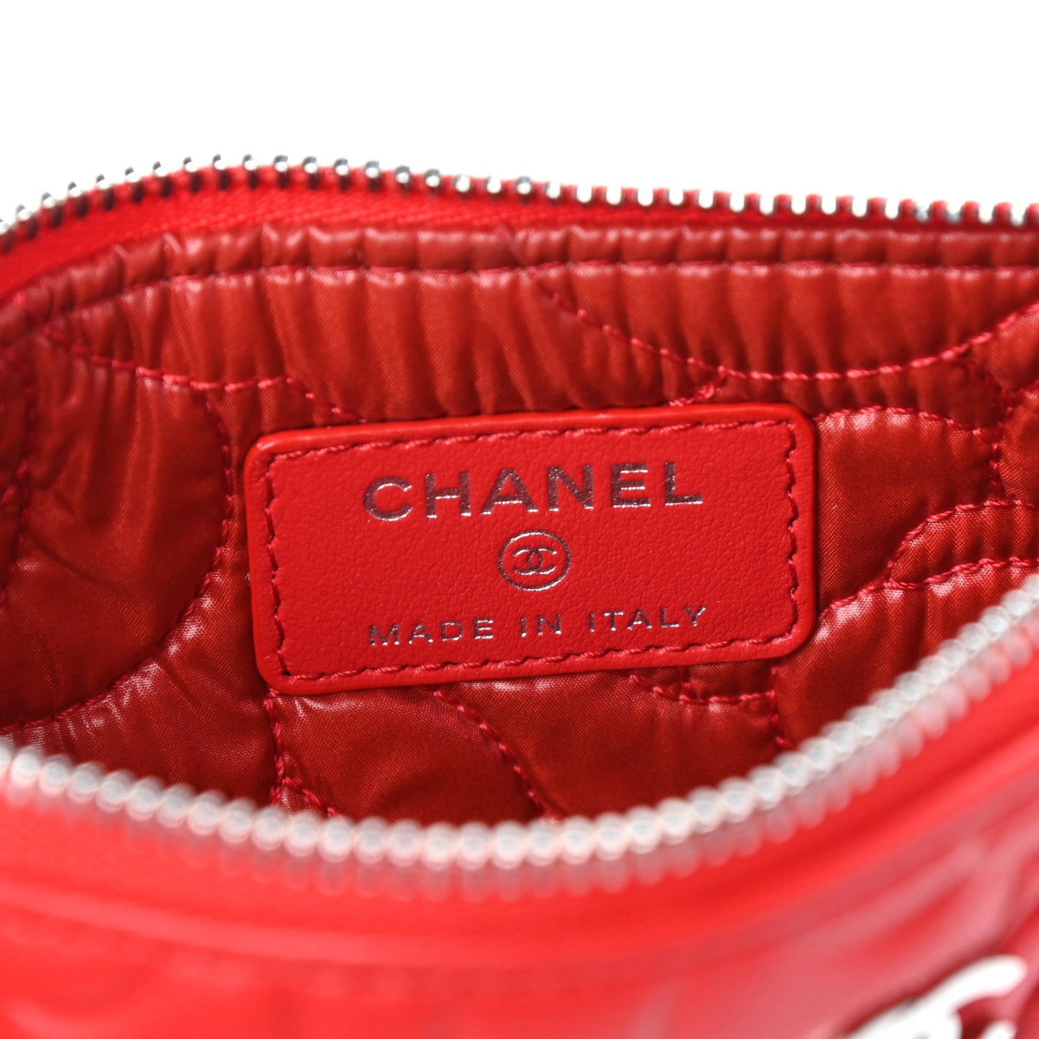 Chanel Goatskin Camellia Embossed Cosmetic Pouch Red 6 of 7