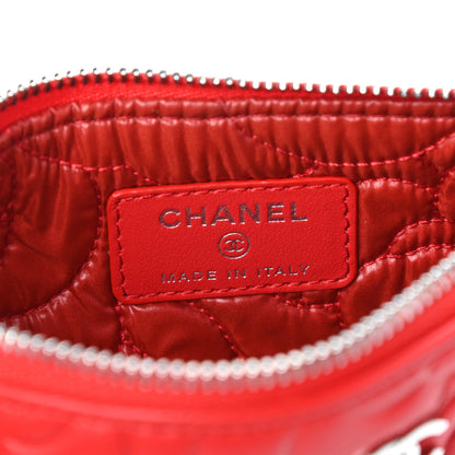 Chanel Goatskin Camellia Embossed Cosmetic Pouch Red 6 of 7