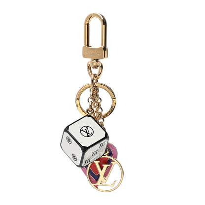 Louis Vuitton Metal Resin Game On Dice and Heart Charm Key Holder Gold 1 of 3