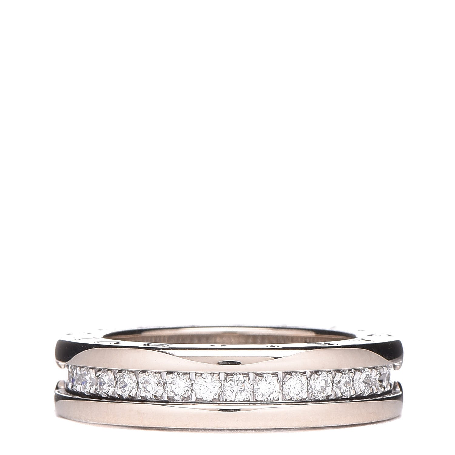 Bulgari 18K White Gold Diamond B.Zero1 One-Band Pave Ring 48 4.5 1 of 4
