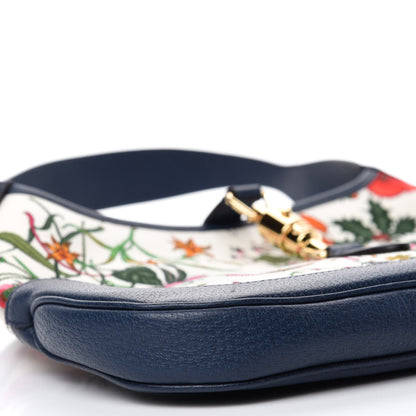 Gucci Canvas Flora Medium Jackie Hobo Blue Agata 6 of 10