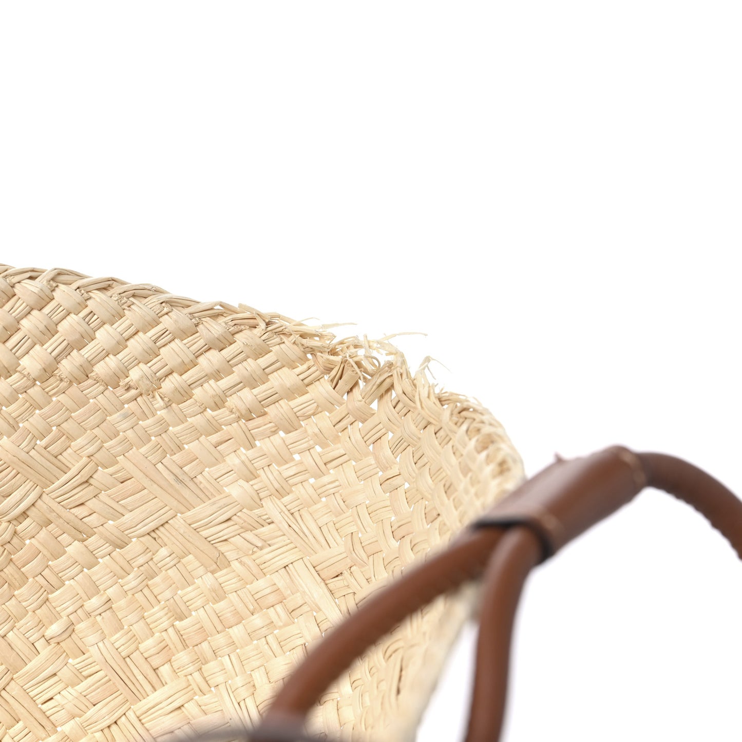 Calfskin Raffia Paulas Ibiza Small Anagram Basket Tote Bag Natural Tan