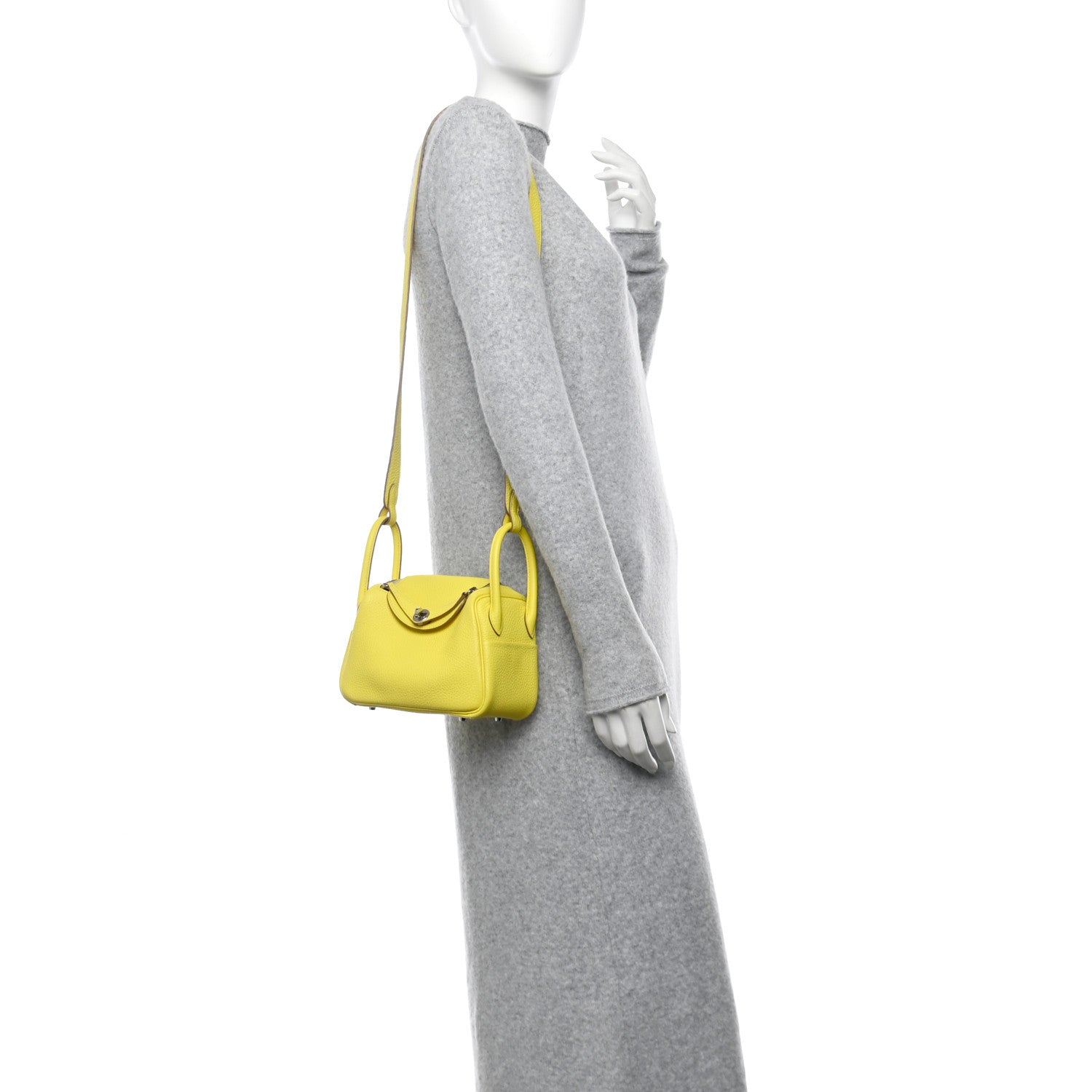 Hermes Taurillon Clemence Mini Lindy 20 Lime 2 of 10