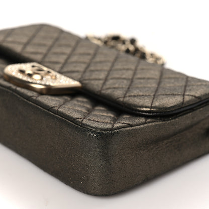 Chanel Iridescent Calfskin Quilted Crystal Mini Rectangular Flap Black Gold 8 of 8