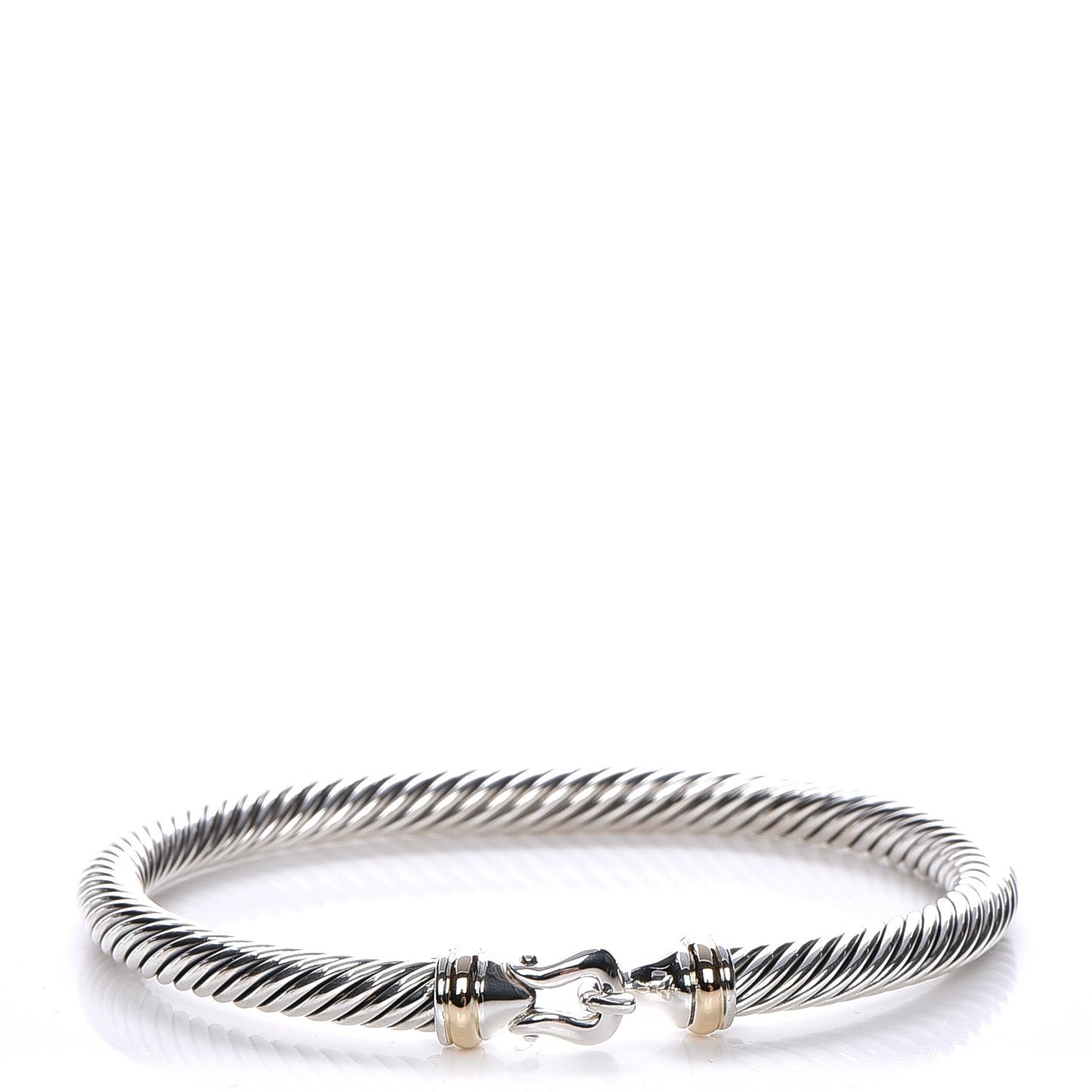 Sterling Silver 18K Yellow Gold 5mm Cable Classic Buckle Bracelet