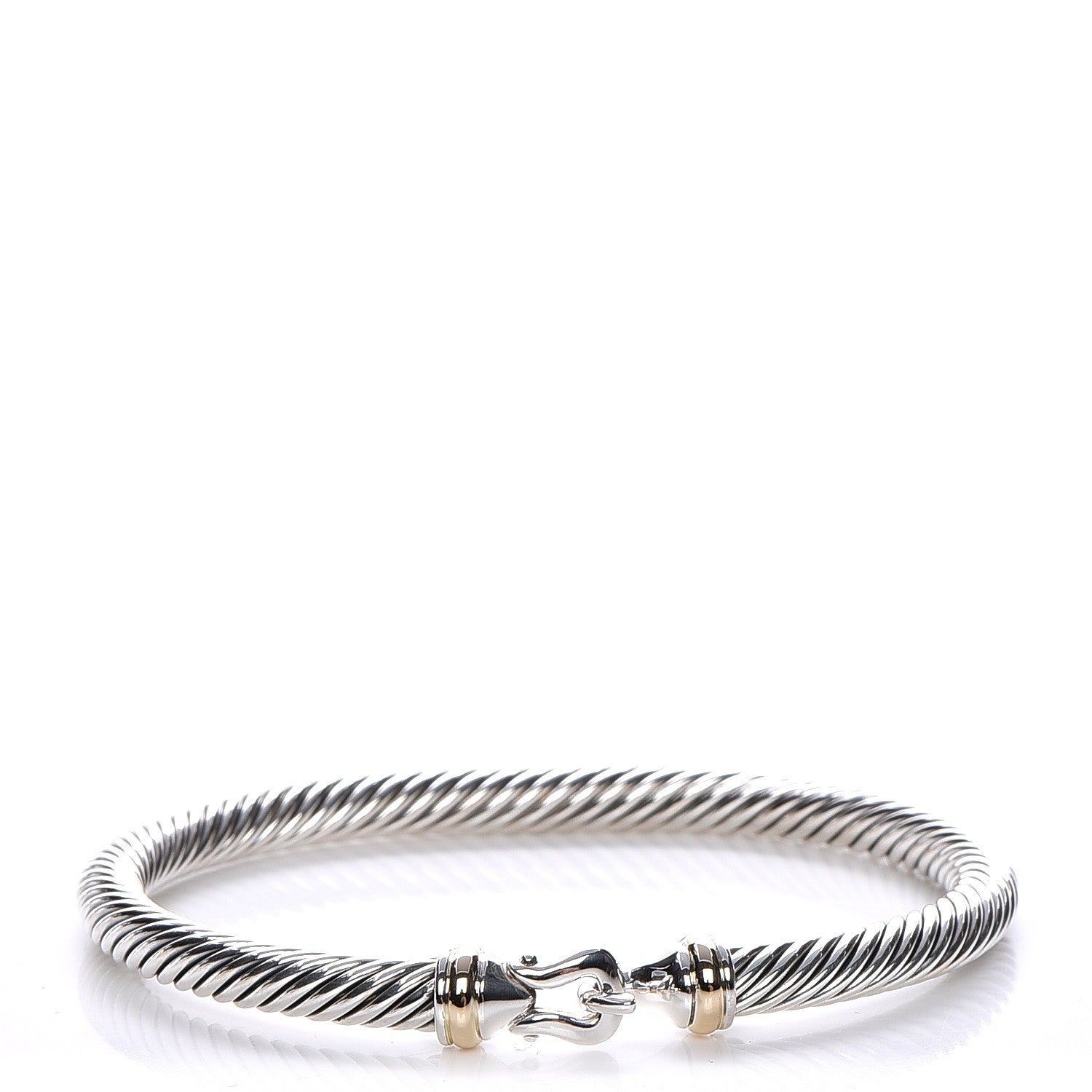 David Yurman Sterling Silver 18K Yellow Gold 5mm Cable Classic Buckle Bracelet 1 of 5