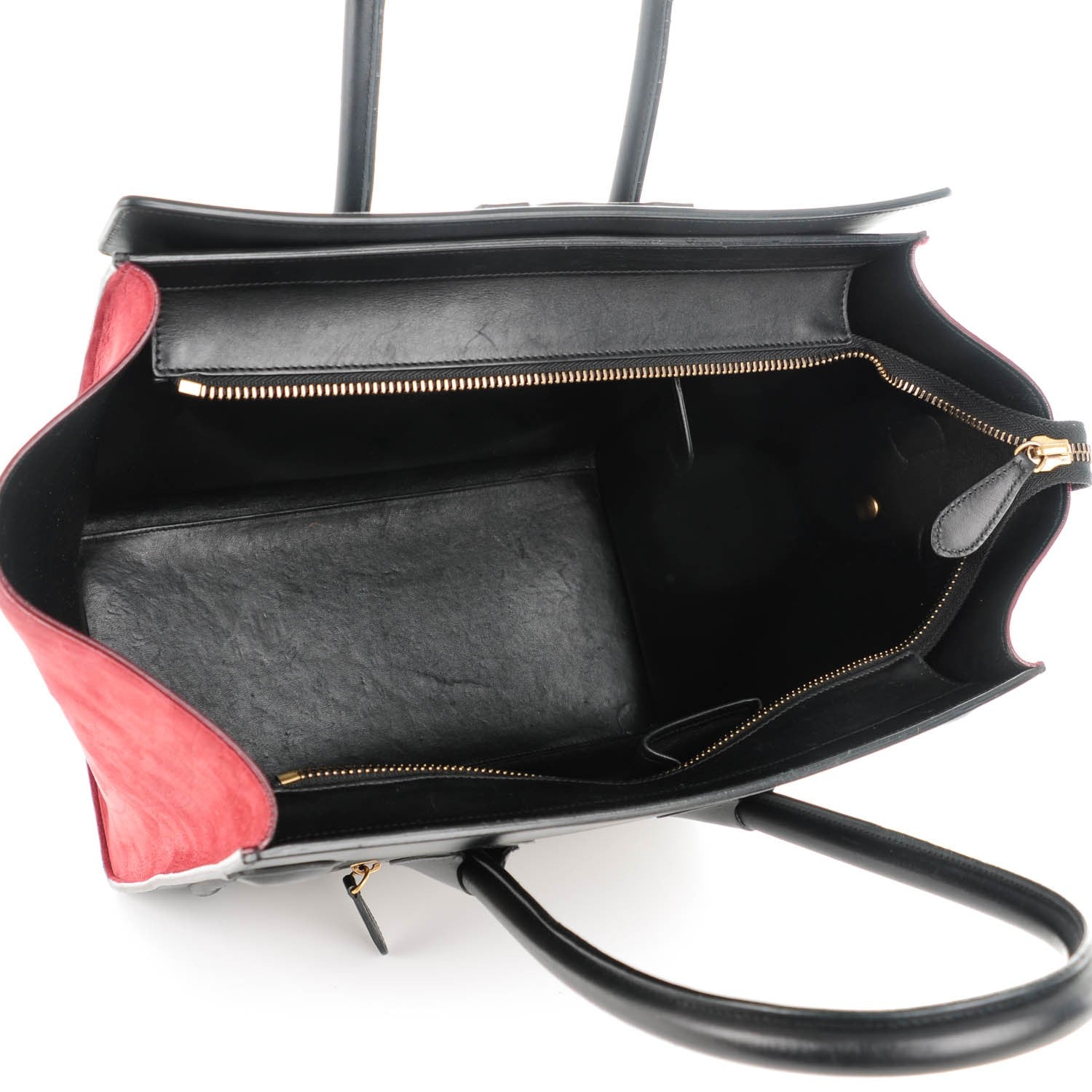 Celine Bullhide Calfskin Suede Mini Tri-Color Luggage Dark Ruby 5 of 7