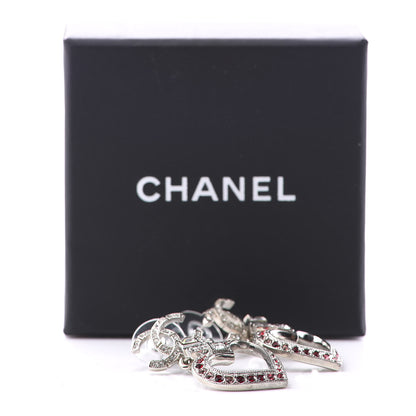 Chanel Crystal Heart CC Drop Earrings Silver Mutlicolor 6 of 6