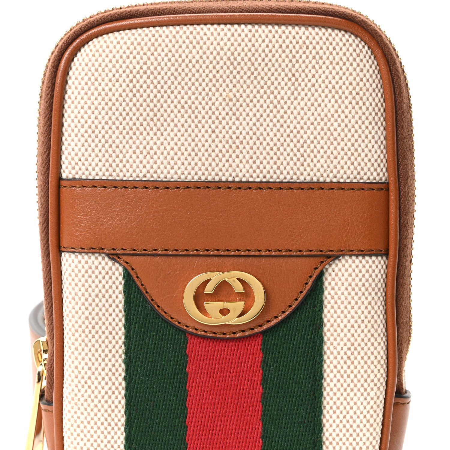 Gucci Vintage Canvas Calfskin Web Belted iPhone Case 90 36 Sand Cuir 8 of 10