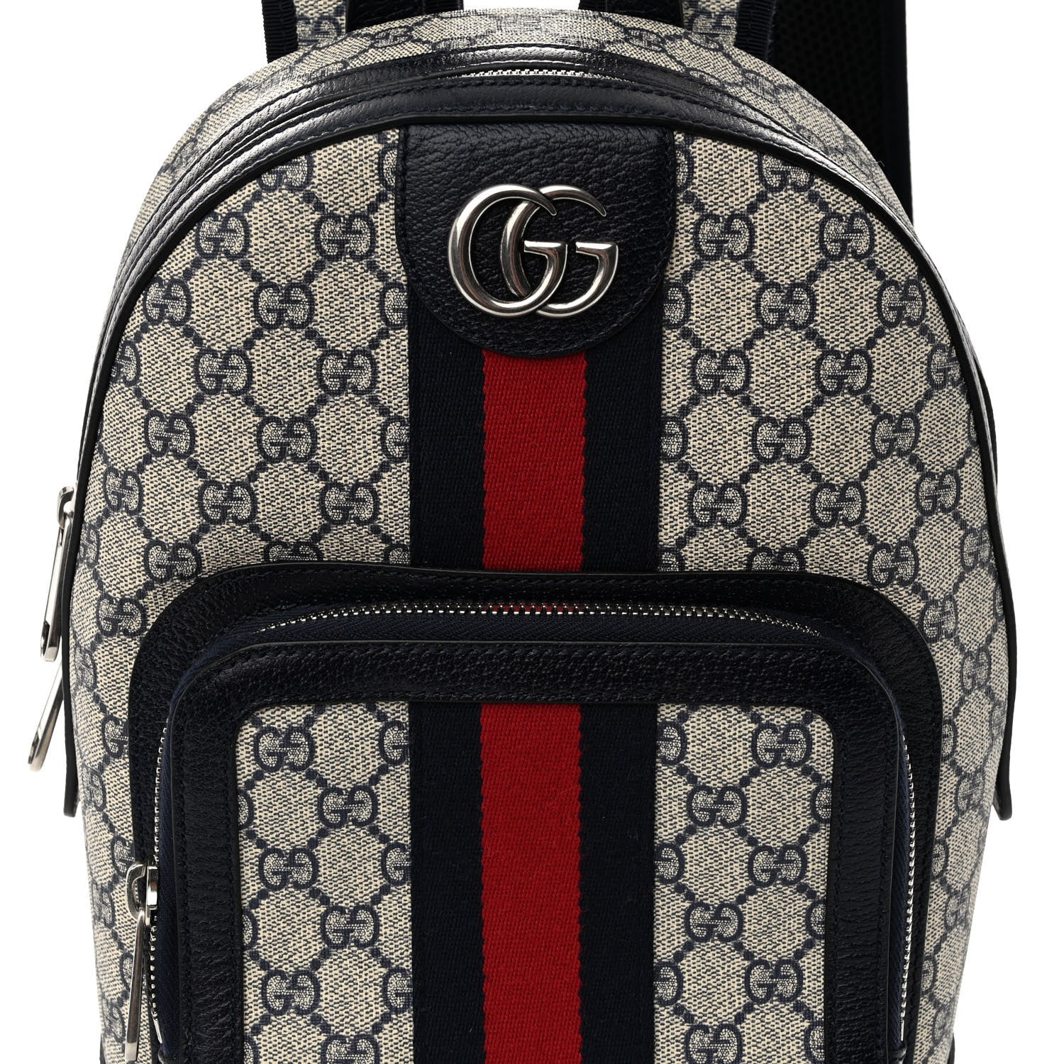 Gucci GG Supreme Monogram Textured Dollar Calfskin Web Small Ophidia Day Backpack Beige Blue Black 7 of 9
