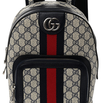 Gucci GG Supreme Monogram Textured Dollar Calfskin Web Small Ophidia Day Backpack Beige Blue Black 7 of 9