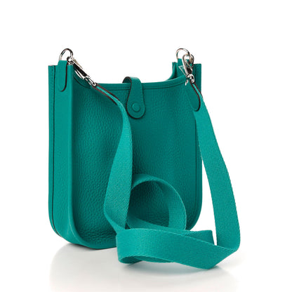 Hermes Taurillon Clemence Evelyne TPM Bleu Paon 3 of 11