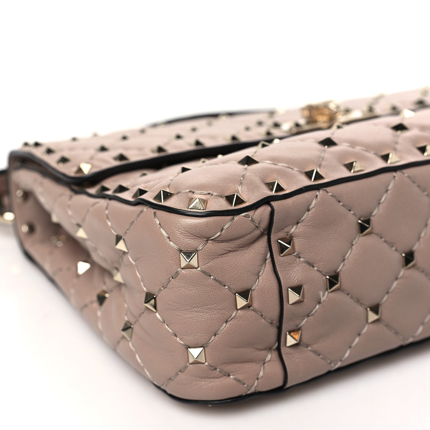 Lambskin Medium Rockstud Spike Shoulder Bag Poudre