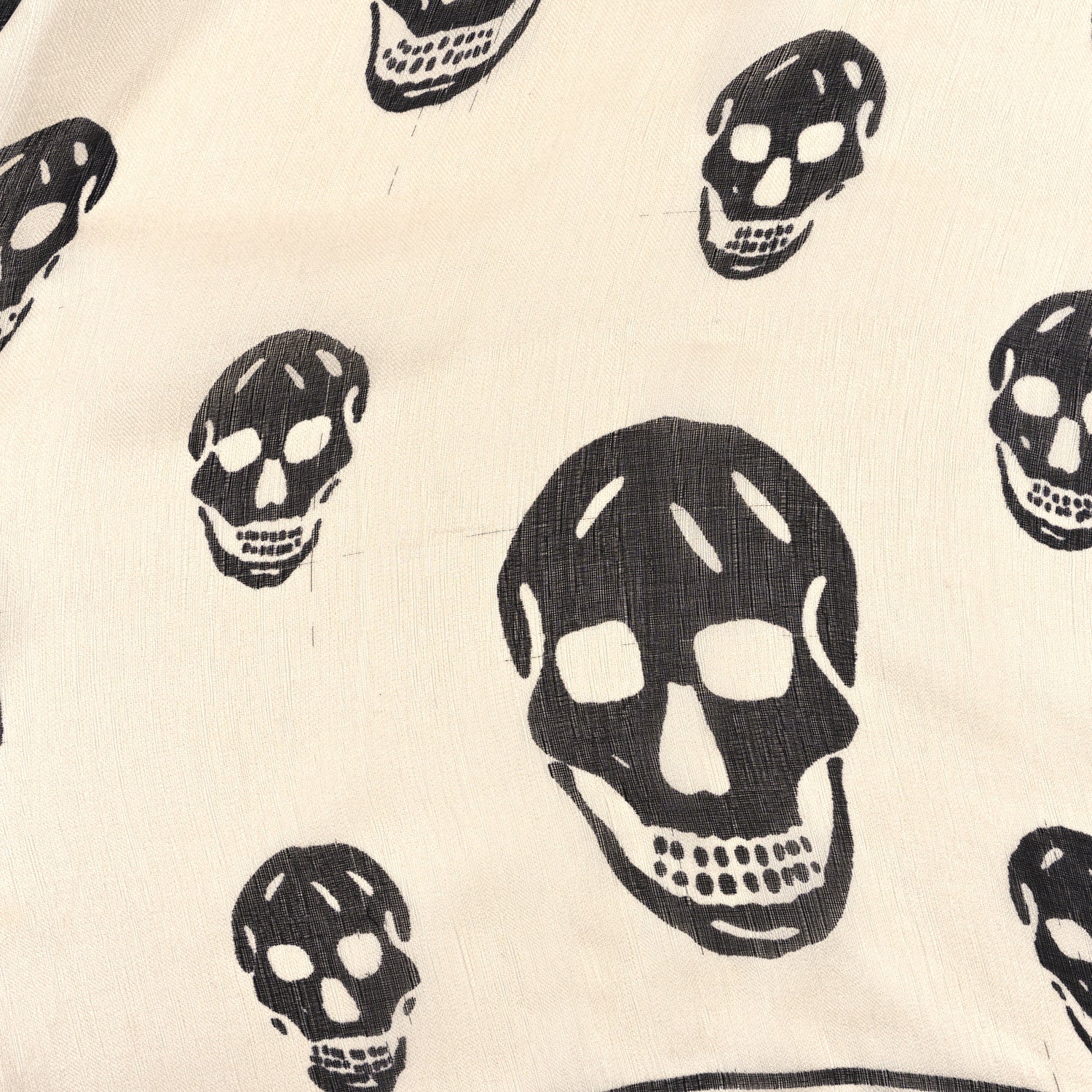 Alexander McQueen Silk Chiffon Skull Scarf Ivory Black 4 of 4