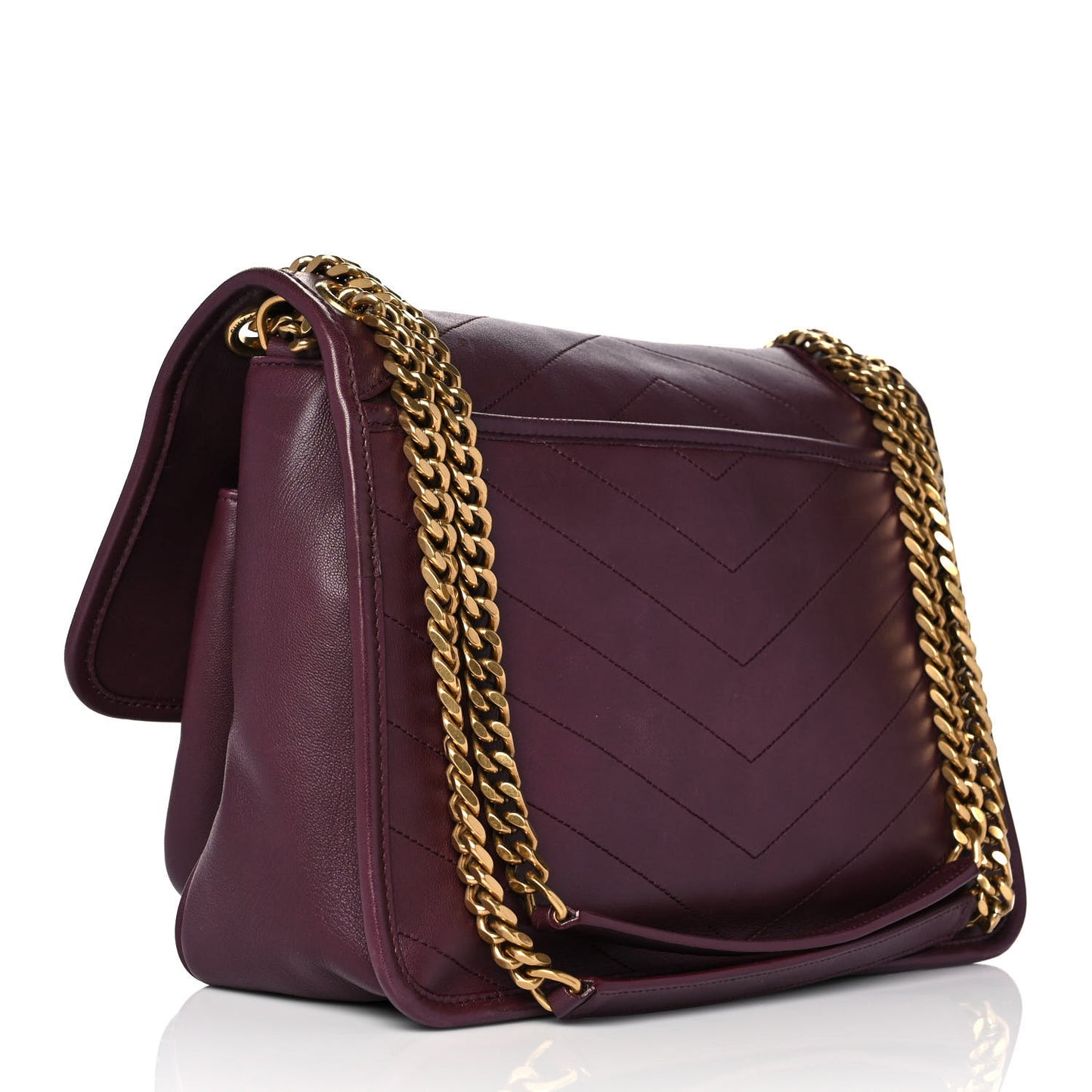 Lambskin Matelasse Monogram Medium Niki Chain Satchel Burgundy