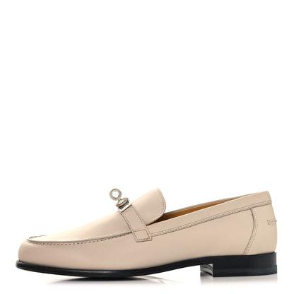 Hermes Calfskin Womens Destin Loafers 37.5 Beige Nomade 1 of 9