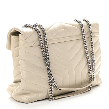 Saint Laurent Calfskin Y Quilted Monogram Medium Loulou Chain Satchel Nude Powder 3 of 14